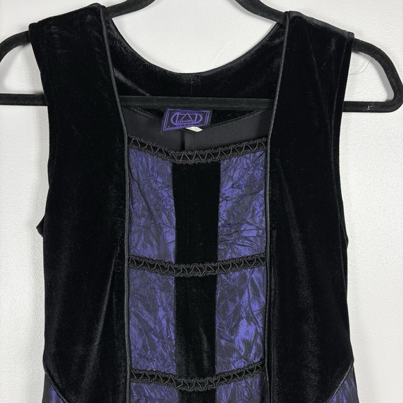 Creative Brands - Cyxtees Dresses & Skirts - VTG Cykxtees Large Black Purple Velvet Sleeveless Medieval Goth Gown Maxi Dress